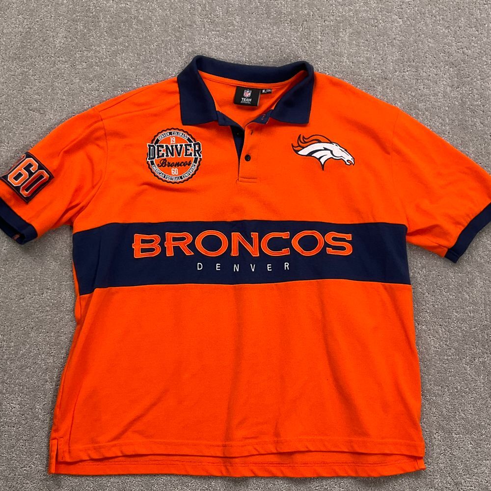 NFL Team Apparel Shirt‎ Men 2XL Orange Navy DENVER BRONCOS 1960